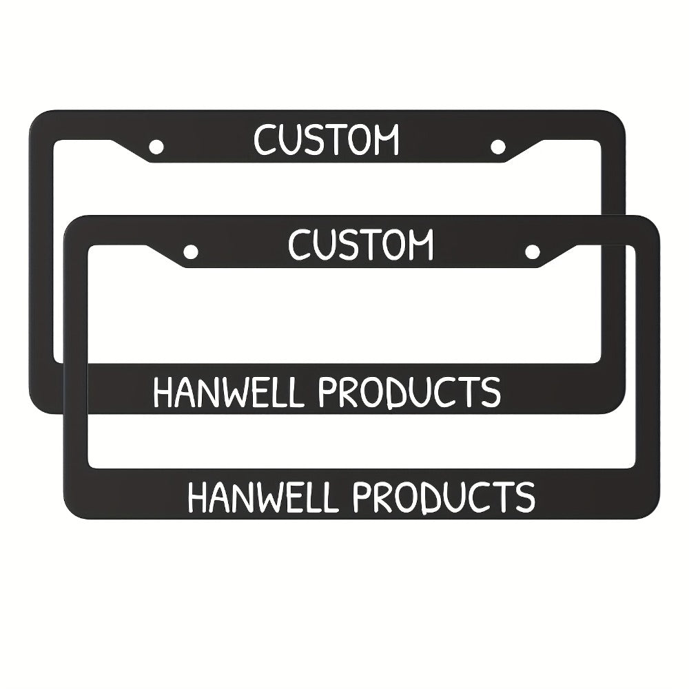 Custom License Plate Frame – 6 Font Styles, Heavy-Duty Weather-Resistant Car Tag Holder, Personalized Front & Rear License Plate Border Cover