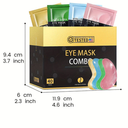 Collagen Eye Mask Patches 40 Pairs – Caffeine & Aloe Vera Under Eye Patches 4 Types Eye SPA Multi-Color Depuff Dark Circle Moisturizing Daily Eye Care Gift Set for Women