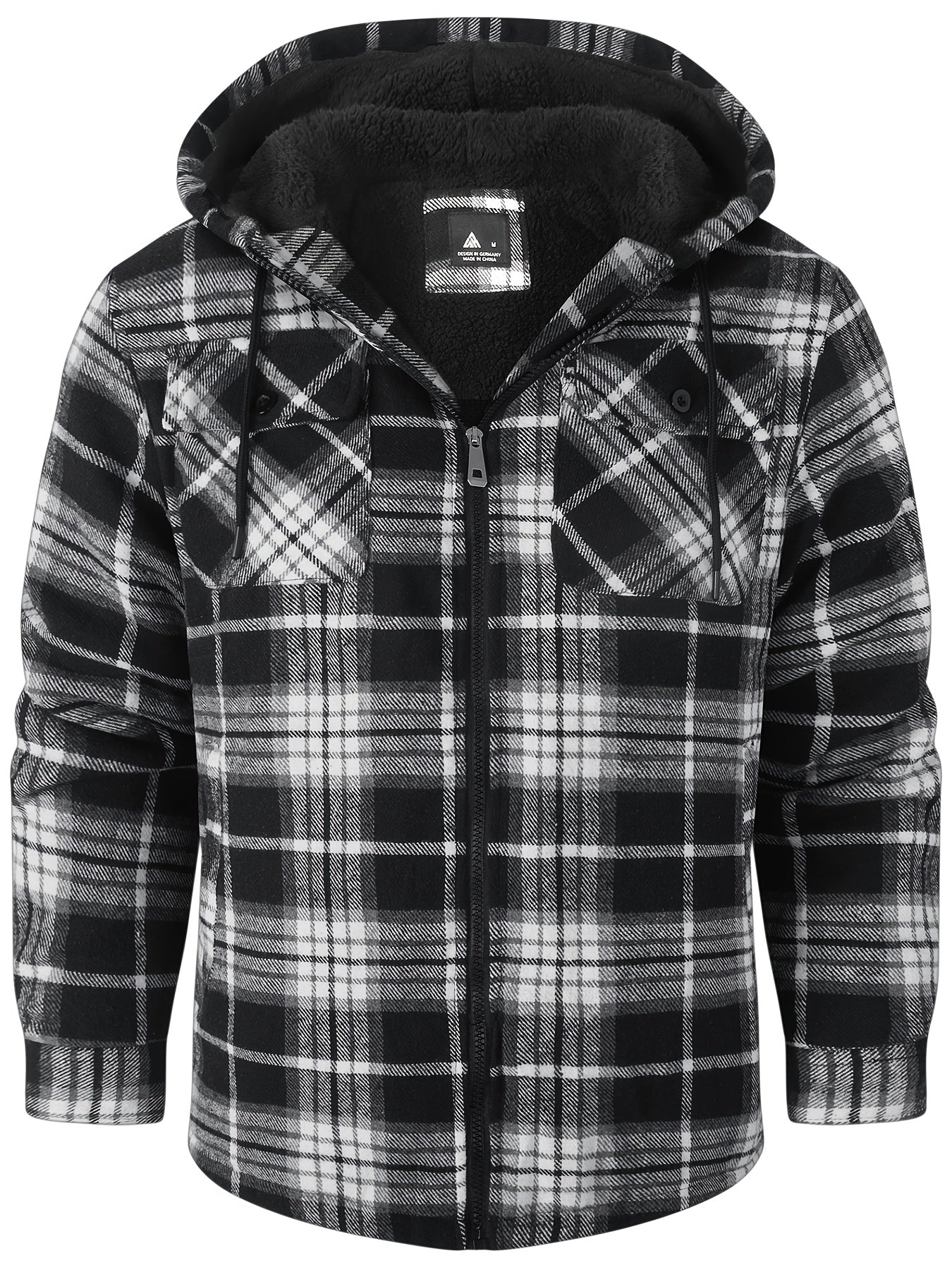 Men's Cozy Faux Fur Plaid Hoodie