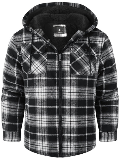 Men's Cozy Faux Fur Plaid Hoodie