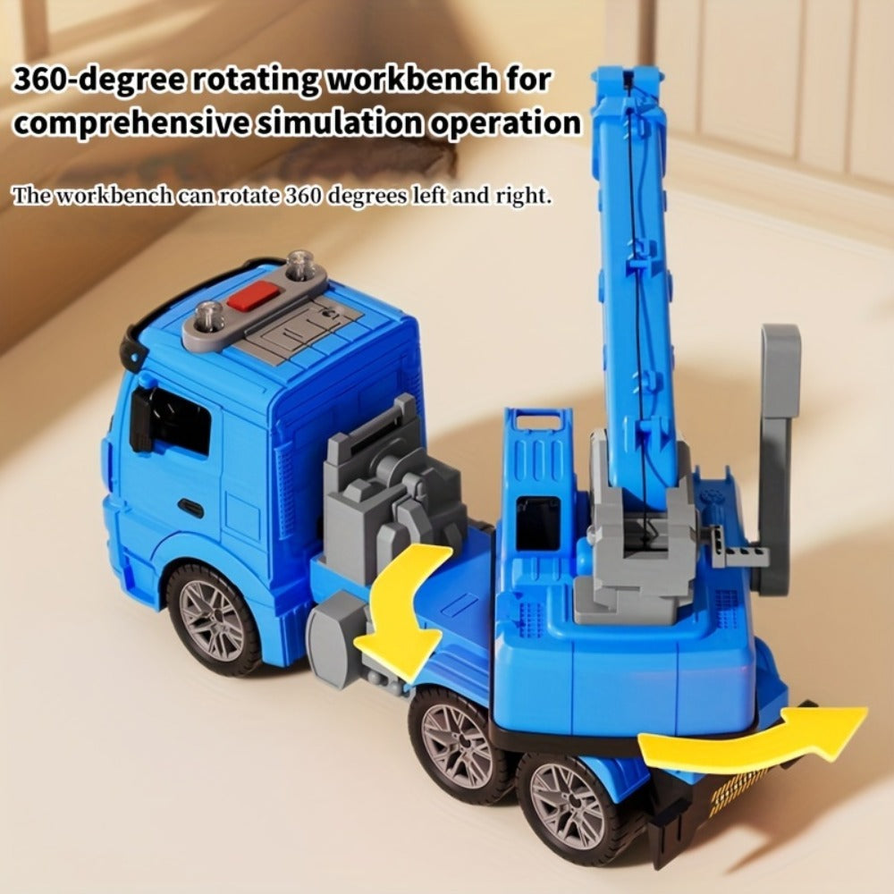 Inertia Crane Truck Toy for Kids - Large Engineering Vehicle with Telescopic Arm, Interactive Track & Double Doors, Construction Toy for Boys Ages 3+, Birthday Christmas Easter Gift