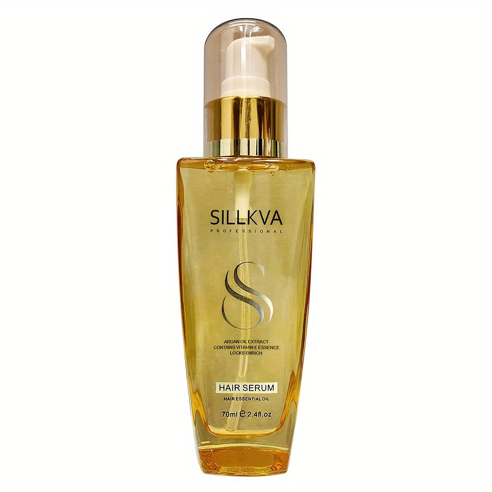 SILLKVA Argan Oil Liquid Hair Serum — Frizz Control & Flyaway Tamer, Lightweight Smoothing Leave-In Treatment for Dry Damaged Hair, Silky Glossy Finish for Women & Men All Hair Types