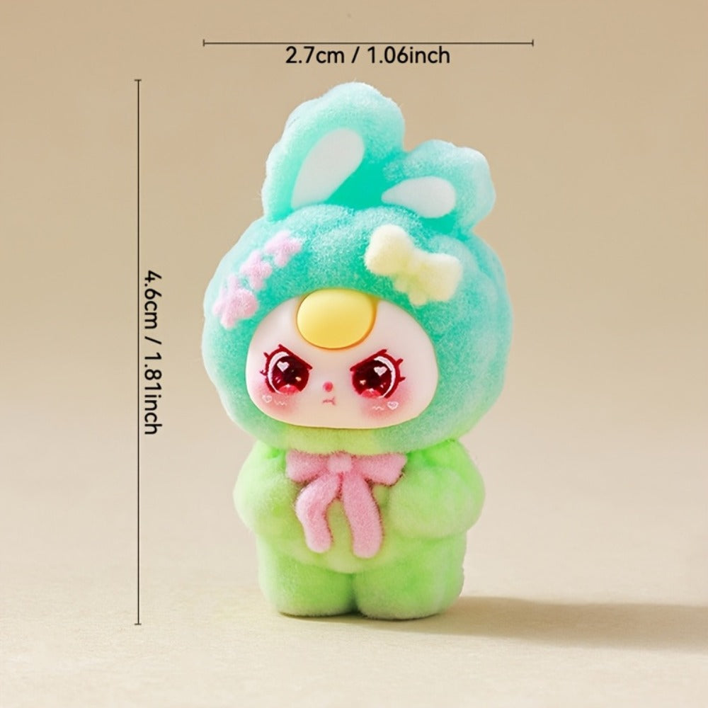 Cute Flocked Plush Mini Dolls 10pcs – Car Dashboard & Desktop Decoration, Random Mixed Colors, Fun Car Interior Accessory & Office Desk Decor