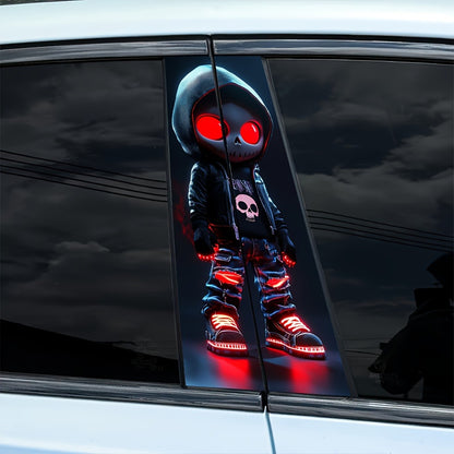 Skull Car Stickers 2pcs Waterproof Vinyl Decals – Funny Cartoon Bumper Sticker Set for Cars Trucks SUVs Motorcycles Helmets, Universal Fit, UV & Scratch Resistant