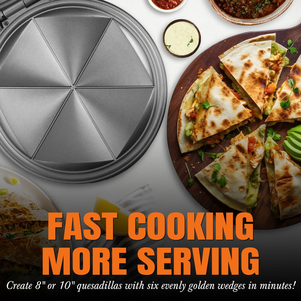 Electric Quesadilla Maker 9.5 Inch – Grilled Cheese Machine, Extra Stuffing Capacity, Easy 6-Wedge Slice, Non-Slip Feet | Also Available as 12 Inch Pizza Maker