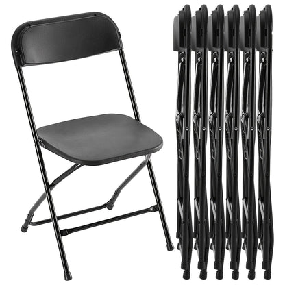 Commercial Folding Chairs Stackable – 350lb Heavy Duty Steel Frame, Weather Resistant Plastic, Indoor & Outdoor Event Seating – White or Black, 4 to 20 Pack for Weddings & Parties
