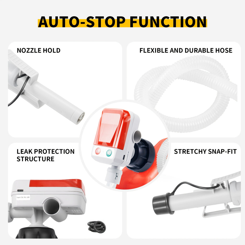 Automatic Fuel Transfer Pump with Auto-Stop, 58Inch Extra Long Hose, 3.2 Gallon Per Min, Battery Or USB Powered, 4 Can Adapters, Fast And Safe Portable Gas Can Pump for Oil, Diesel, Gasoline. Powered Oil Pump Is Suitable, Without Battery