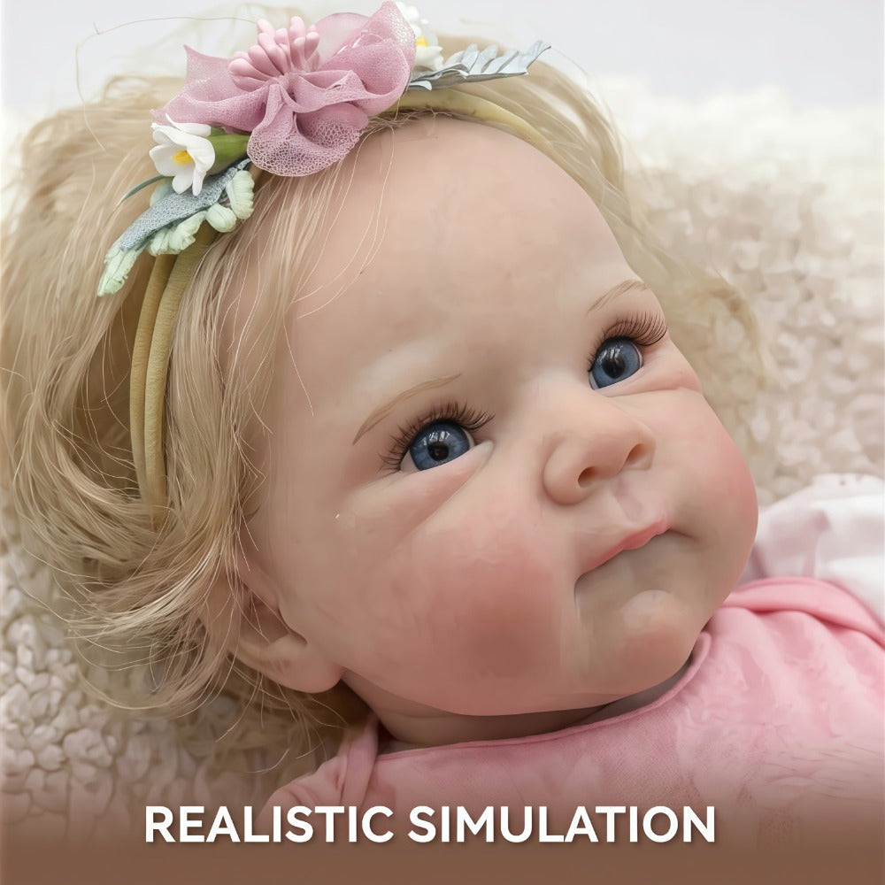 Reborn Baby Doll 16 Inch Handcrafted Newborn with Hand-Applied Eyelashes Rooted Hair Soft Cloth Body & Poseable Limbs – Includes Outfit Pacifier Diaper & Birth Certificate, Lifelike Girl Toy Gift Ages 3+ 42cm