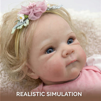 Reborn Baby Doll 16 Inch Handcrafted Newborn with Hand-Applied Eyelashes Rooted Hair Soft Cloth Body & Poseable Limbs – Includes Outfit Pacifier Diaper & Birth Certificate, Lifelike Girl Toy Gift Ages 3+ 42cm