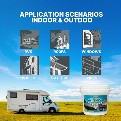 Clear Waterproof Sealant 1000g - Transparent Adhesive for Roof, RV, Wall, Pipe & Tile Leak Repair, Indoor & Outdoor, Includes Brush