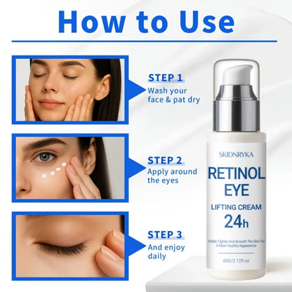 Eye Cream for Dark Circles & Puffiness 2 Pcs - Firming Hyaluronic Acid Eye Gel with Collagen Retinol Caffeine, Anti-Aging Under Eye Treatment for Tightening Smoothing Hydration Women