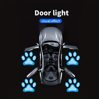 Car Door LED Projector Welcome Lights 4 Pcs – Courtesy Step Logo Light Cute Pattern Projection Festive Atmosphere Night Light Sky Blue Pink Amber