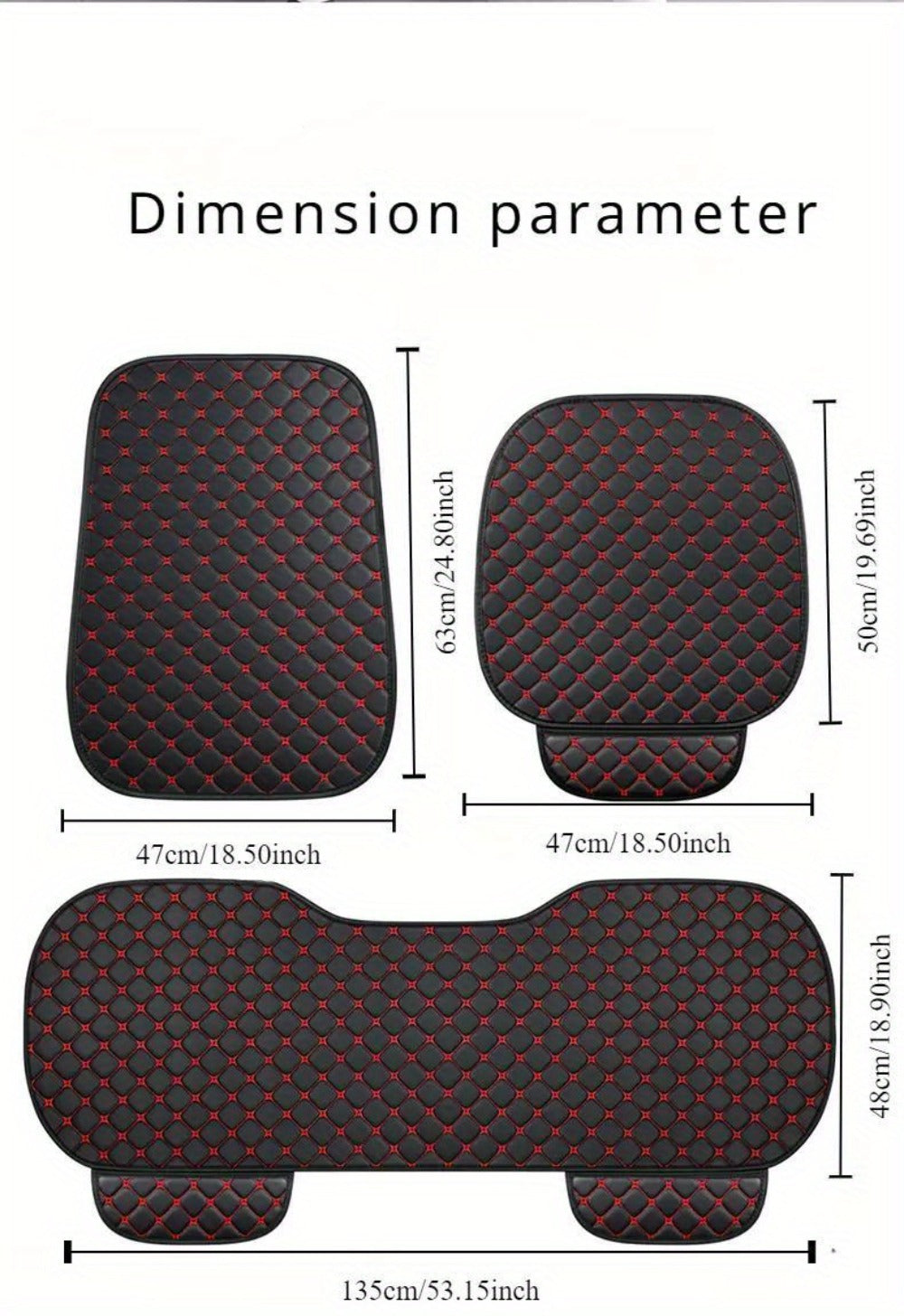Car Back Seat Protector Waterproof, Universal Fit Anti-Stain Splash Guard Seat Cover for Car Interior, Durable Easy-Clean Rear Seat Cushion Liner in Black & Red