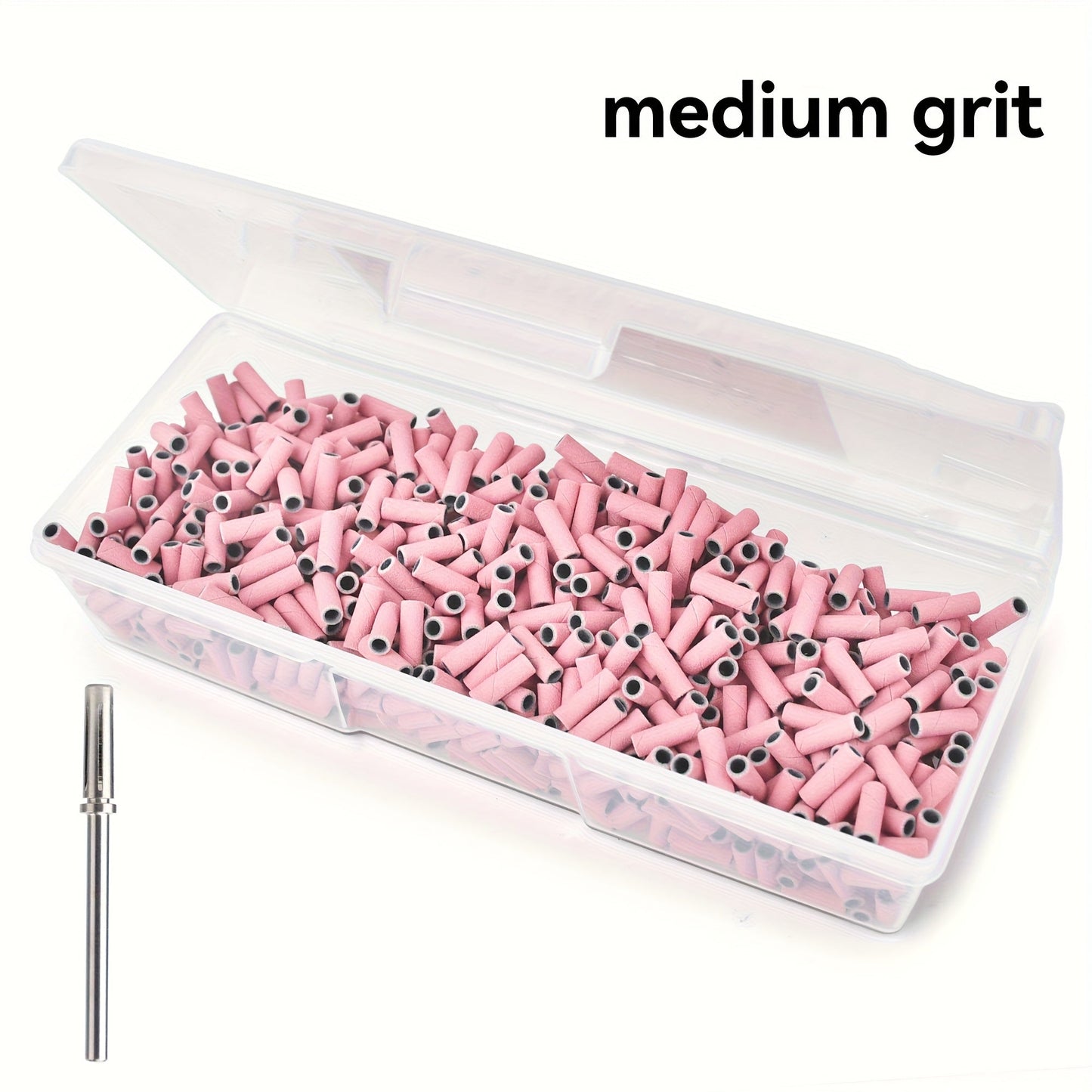 Nail Sanding Bands 1000 Pack with Mandrel Bit – Coarse Medium Fine Grit 3mm Nail Drill Bits for Acrylic Removal, Natural Nail Filing & Smoothing – Professional Manicure Pedicure Salon Nail Care Tools