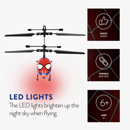 Marvel Spider-Man 2CH IR Remote Control Helicopter – Indoor Flying Toy for Kids Boys Superhero Fan – Birthday Christmas Gift for Ages 6 7 8 9 10+