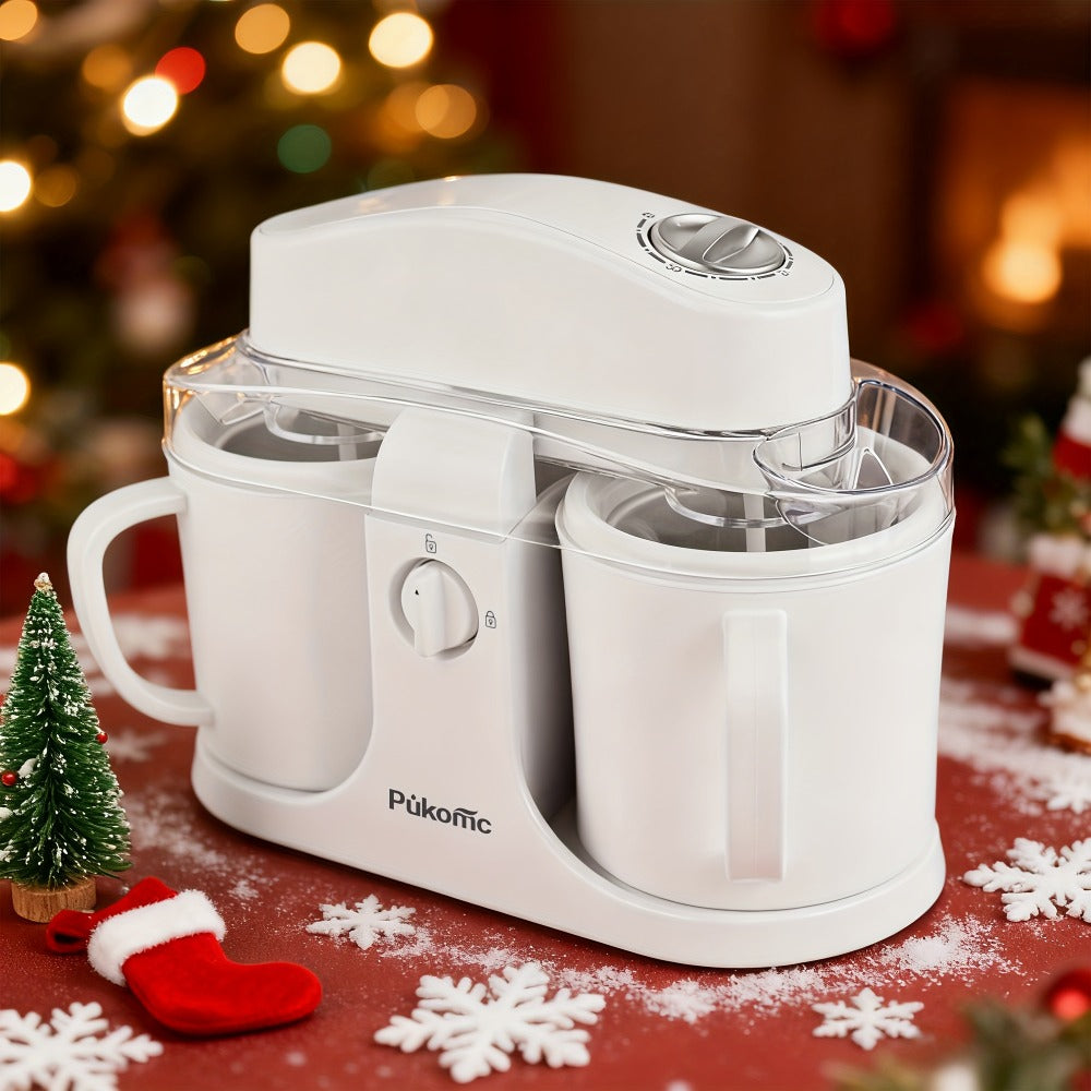 Ice Cream Maker Machine Dual Cup Self-Freezing – Make 2 Flavors Homemade Ice Cream Sorbet Frozen Yogurt at Once, Fast 10-Min Churning, Easy Clean Removable Bowl, Compact Countertop Design