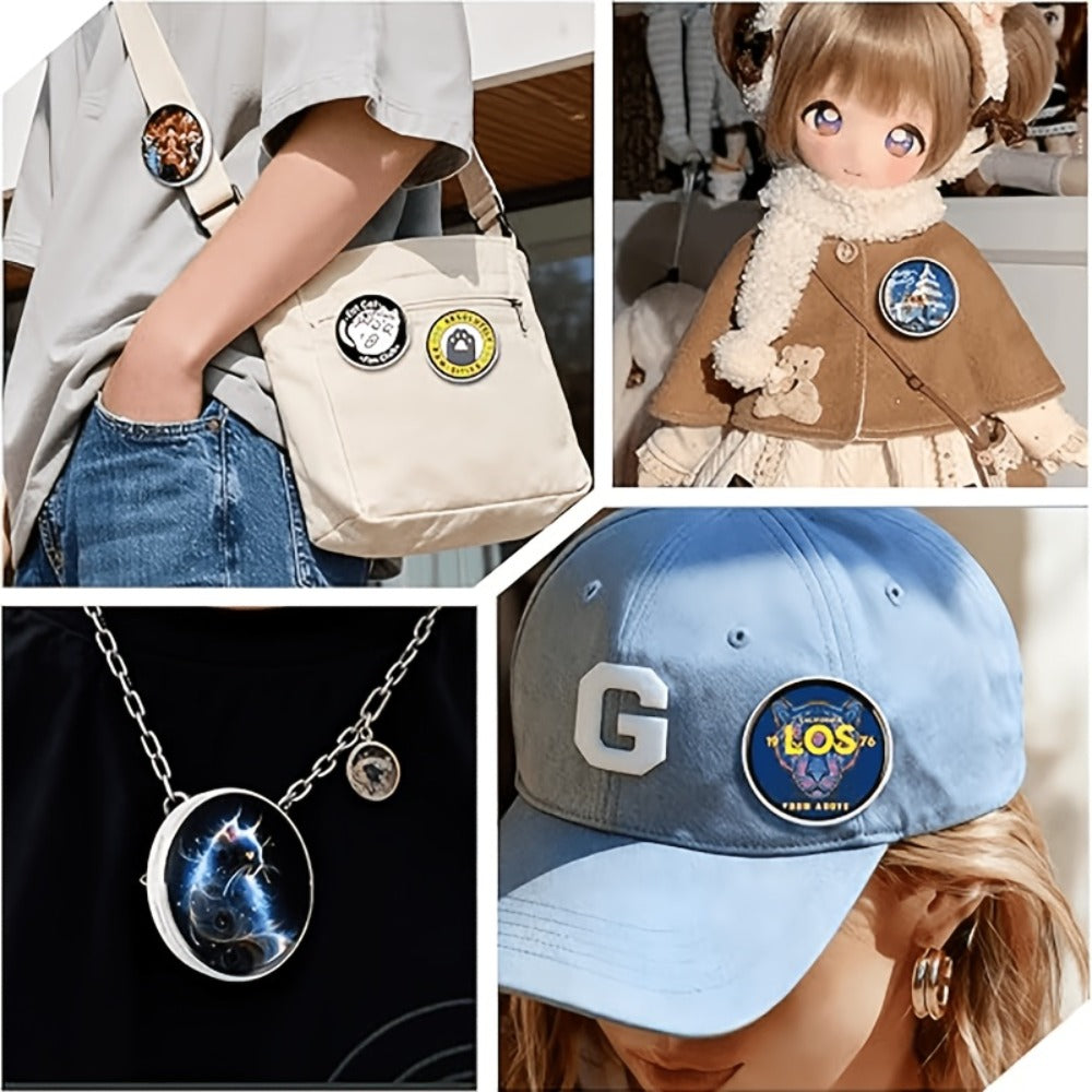 Electronic Anime Badge with Display Screen – Dynamic Touch, High Frame Rate, 600mAh Battery, Bluetooth 6.0 & USB Magnetic Charging | Digital Brooch for Cosplay, Concerts & Anime Fans | Black White Purple