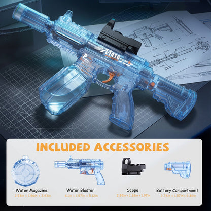 Electric Water Gun for Kids Ages 3-6 – Large Tank Auto Squirt Blaster with Sound & Light Effects, Summer Outdoor Pool Beach Backyard Party Toy, Birthday Gift for Boys & Girls, Black & Blue