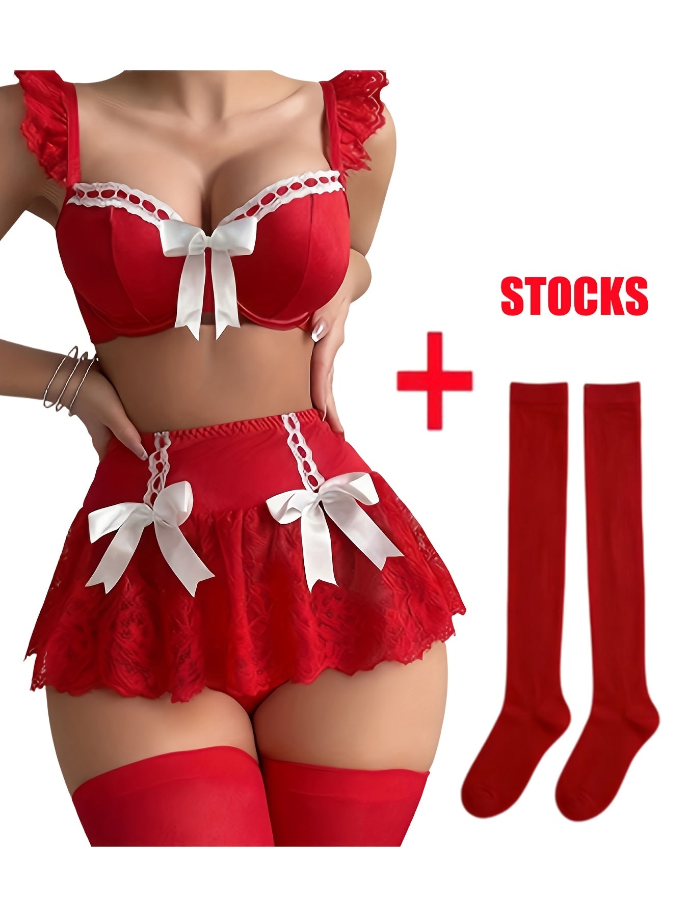 Women's Red Lace Skirt - product view 5