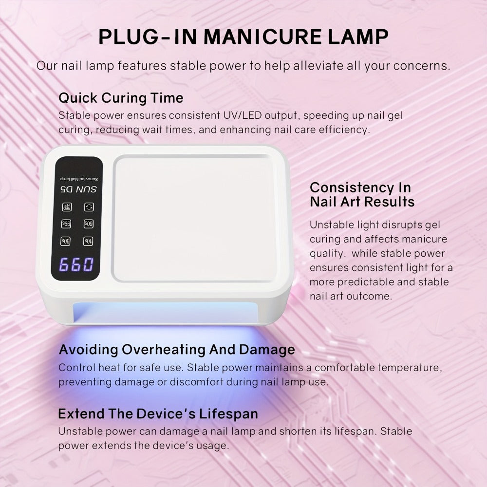 Dual Hand LED Nail Lamp – 2-in-1 Blue & Red Light Gel Curing Light with Removable Plate, 4 Timers & Auto Sensor | Professional Fast Nail Dryer for Both Hands, Home & Salon DIY Manicure