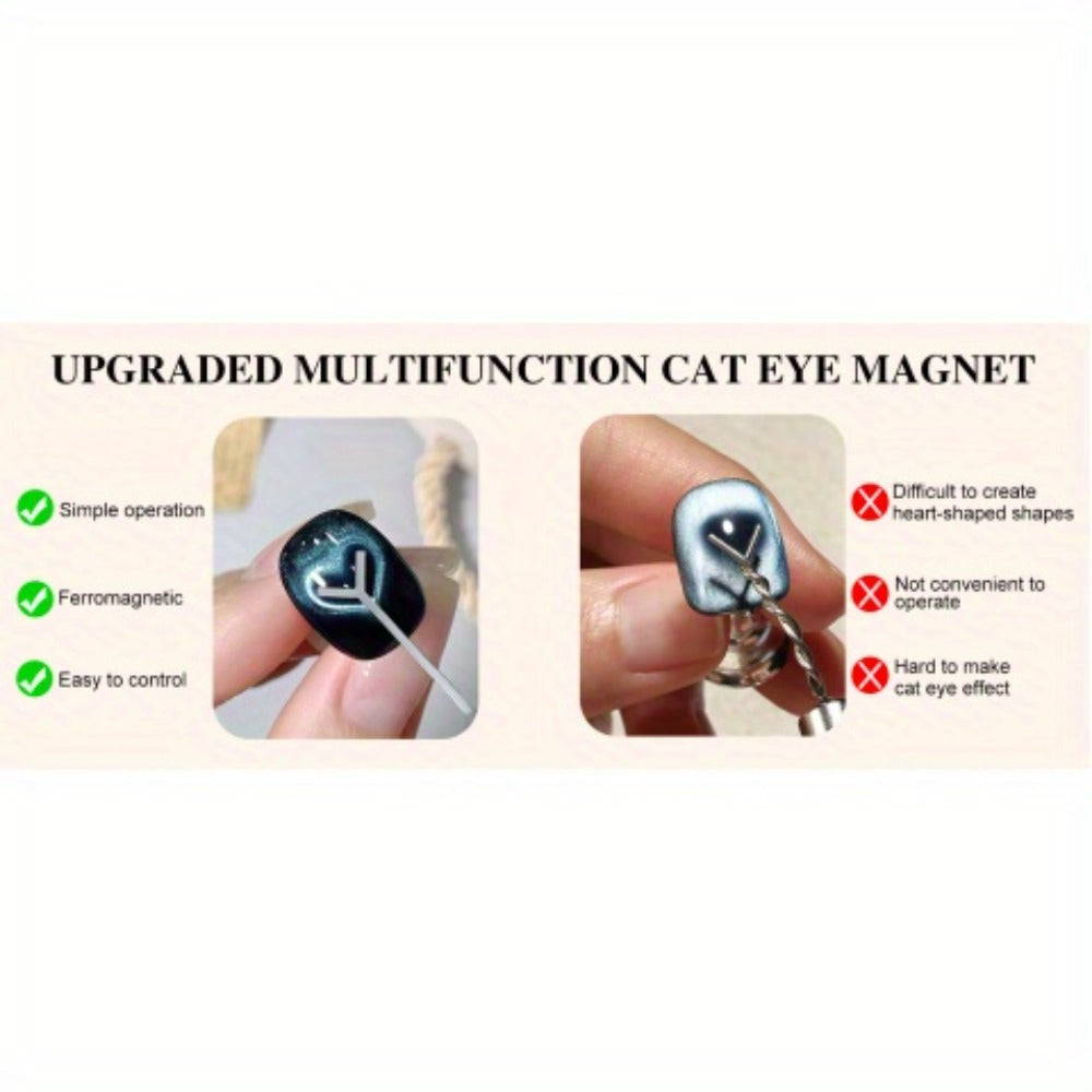 4-in-1 Y-Shaped Cat Eye Nail Magnet Stick Double Head - Heart & Multi-Pattern Magnetic Tool for Cat Eye Gel Polish Nail Art, Portable Professional Salon & Home DIY Nail Art Gift