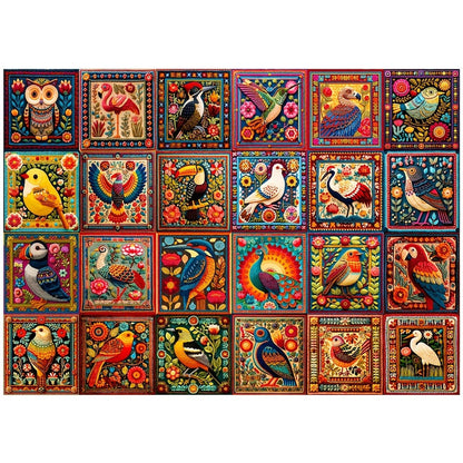 1000 Piece Bird Puzzle for Adults Bird Crochet Design – Challenging Animal Jigsaw with Letters on Back, Family Game Night Home Decoration Wall Art, Birthday Christmas Gift for Bird Lovers Men & Women