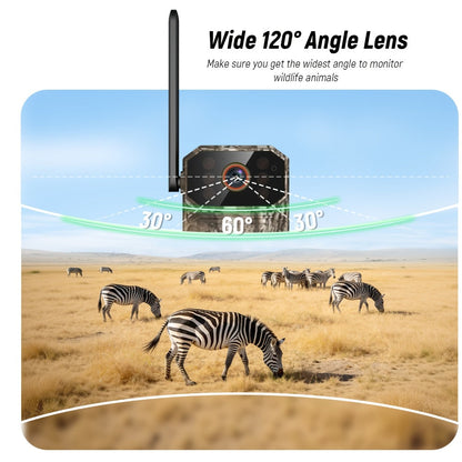 4G LTE Cellular Trail Camera with Solar Panel – 4K Wildlife Monitoring Camera, PIR Motion Sensor, Infrared Night Vision, Two-Way Voice, Remote Access, No WiFi Required, for Hunting & Security (Camo/Brown)