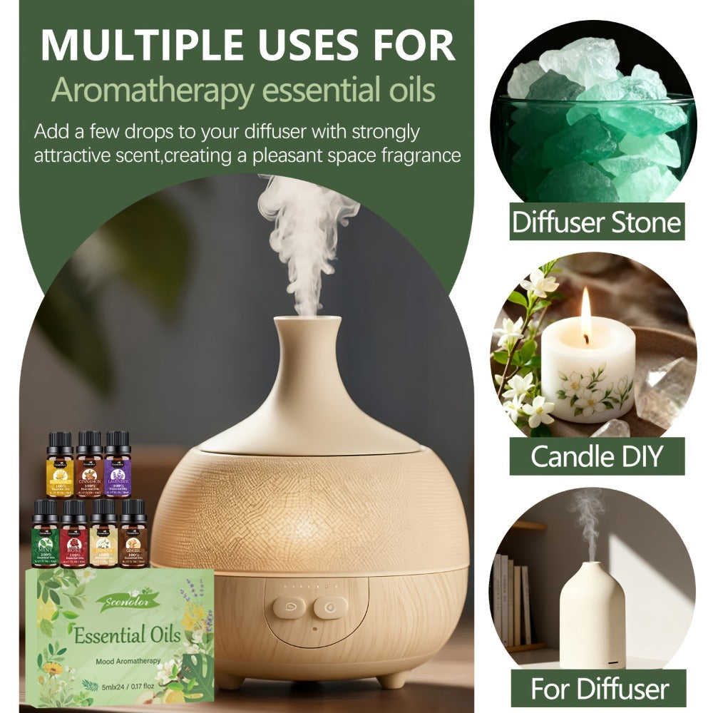 Fragrance Essential Oil Gift Set – Premium Hotel Scent Diffuser Oils for Candle Making, Aromatherapy & Home Fragrance | 12 or 24 Piece Set