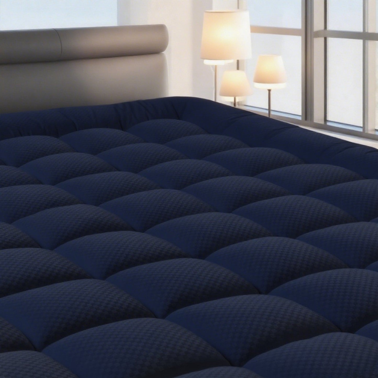 Fits RV Queen Mattress Pad Quilted Fitted Mattress Protector Cooling Pillow Top Mattress Cover Breathable Fluffy Soft Mattress Topper with 8-21" Deep Pocket, Black