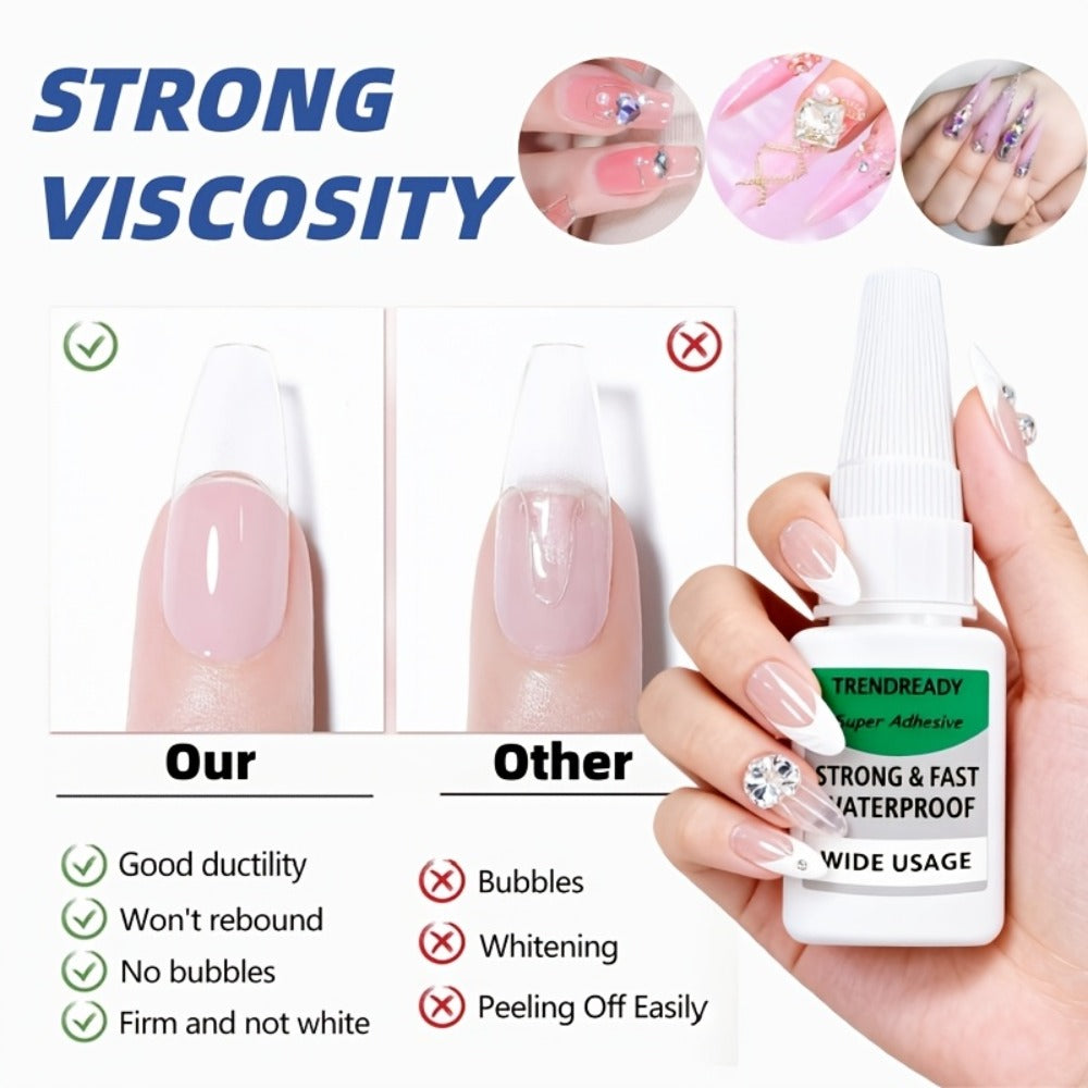 60+ Day Hold Nail Glue 4 Bottles 20g Each Super Strong Extra Hold Fast Drying No Lamp Needed Heavy Duty Adhesive for Press On Nails Fake Nails Acrylic Tips Nail Art Salon Home Use