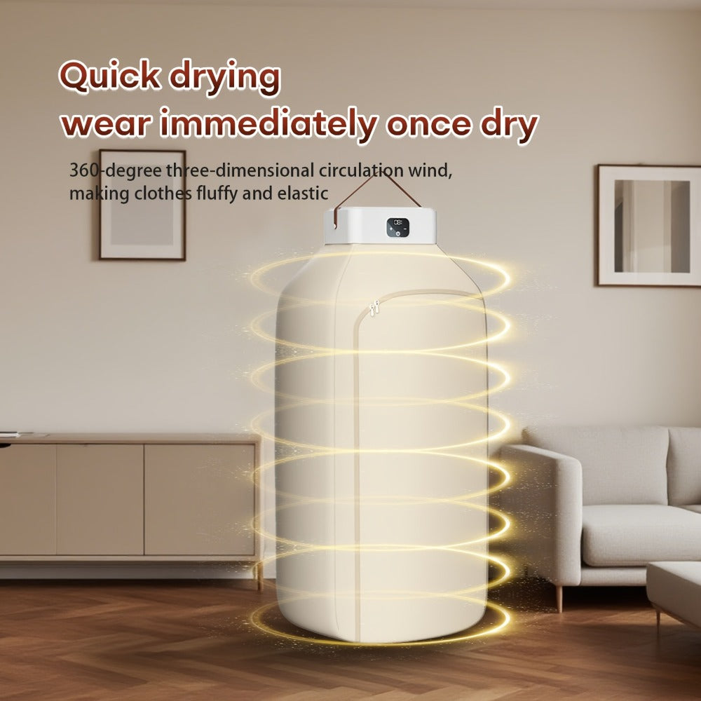 Portable Electric Clothes Dryer 600W Dual Mode Warm Hot Air Timer 1H 2H 8H Compact Mini Dryer Machine with Dryer Bag for Apartments Dorms RVs Travel Small Spaces