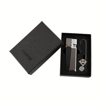 Folding Pipe Lighter Refillable 2-in-1 with Adjustable Flame, Metal-Crafted Durable Design, Gift Box Included – Windproof Butane Lighter for Men, Outdoor, Christmas & Valentine’s Day Gift