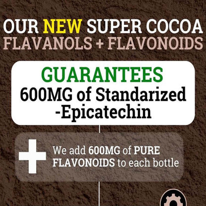 High Flavanol Cocoa Powder 1200mg Per Serving – Cocoa Flavanols & Epicatechin – Unsweetened Dark Chocolate Cacao Powder for Baking, Coffee, Smoothies & Instant Drinks – Rich Intensely Flavored