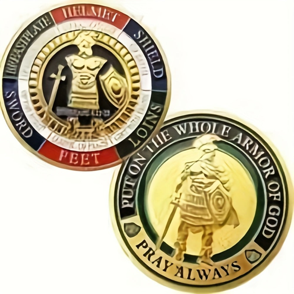 Armor of God Challenge Coins 20 Pack Golden – Christian Prayer Commemorative Coins, Faith Gift for Men & Women, Church Bible Study VBS Sunday School Stocking Stuffer Confirmation Gift