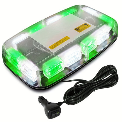 48 LED Roof Strobe Light Bar IP67 Waterproof Magnetic Mount Emergency Warning Light 12-24V for Plow Trucks Construction Vehicles Cars, Amber Green Red White High-Visibility Safety Beacon