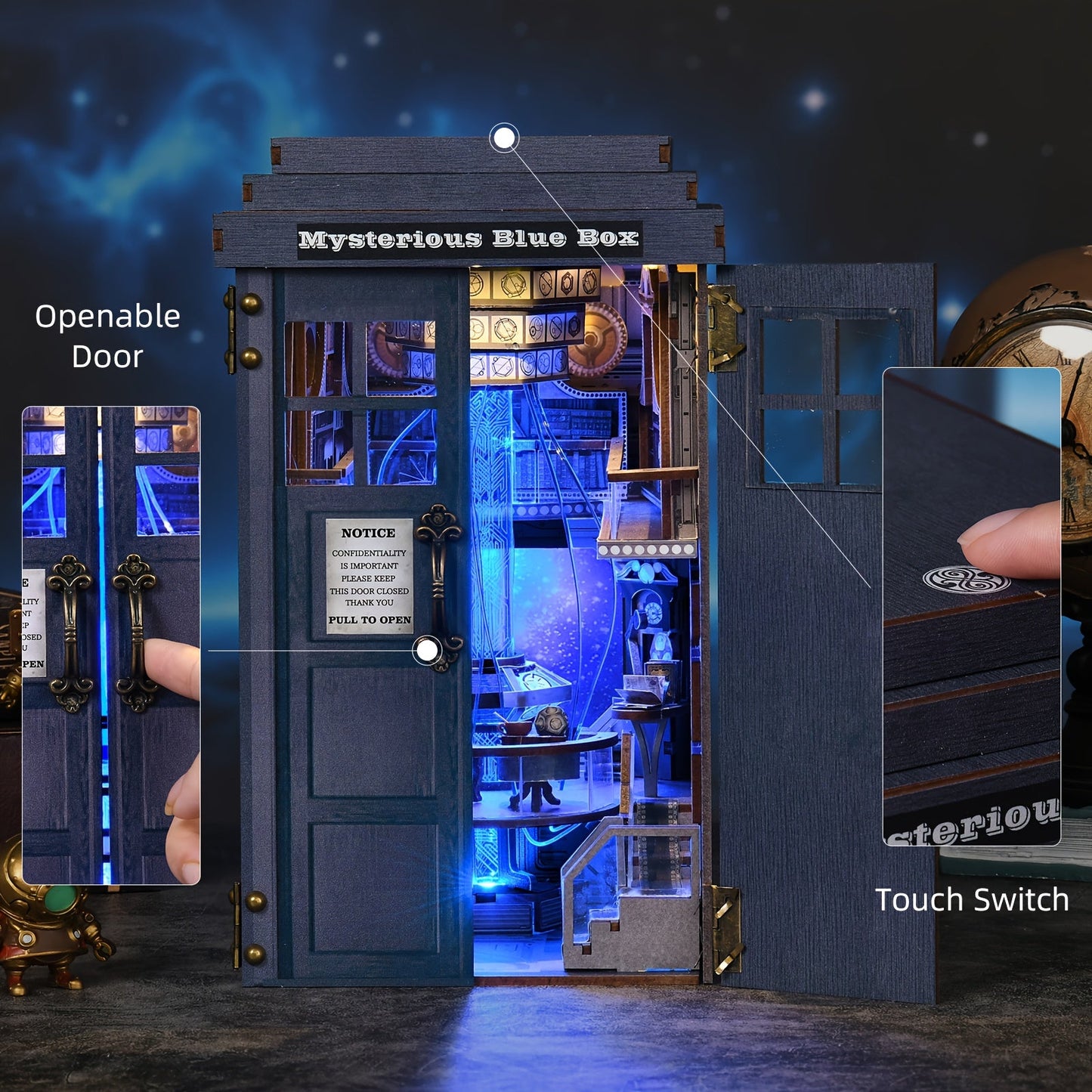 Magic Box Book Nook Kit DIY – 3D Wooden Miniature Dollhouse Bookshelf Insert, Mysterious Fantasy Scene Craft for Adults & Teens, Unique Bookend Home Decor, Valentine's Day Halloween Christmas Birthday Gift