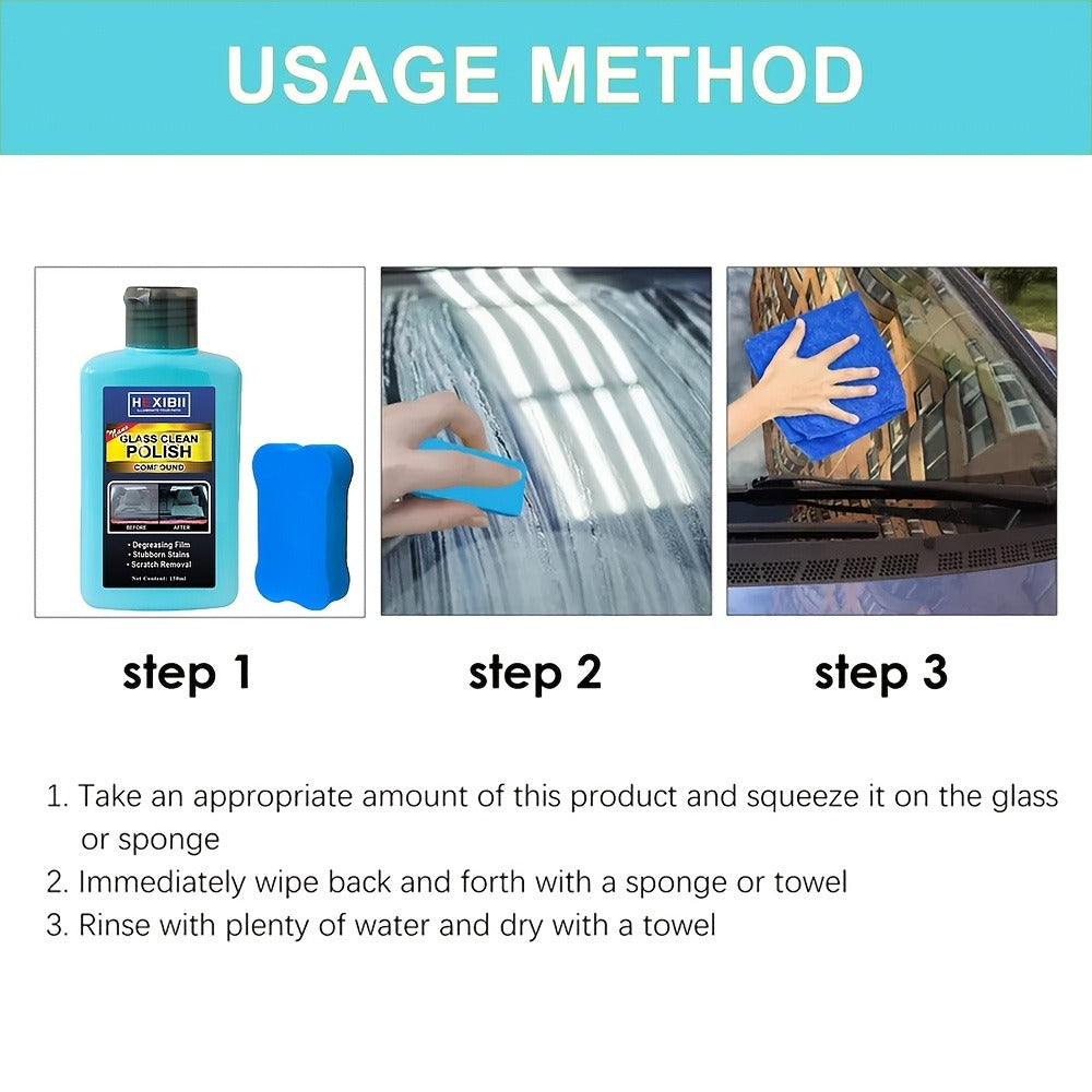 Car Glass Oil Film Remover Paste – Windshield Cleaner & Glass Restorer Cream, Removes Coatings for Auto & Home