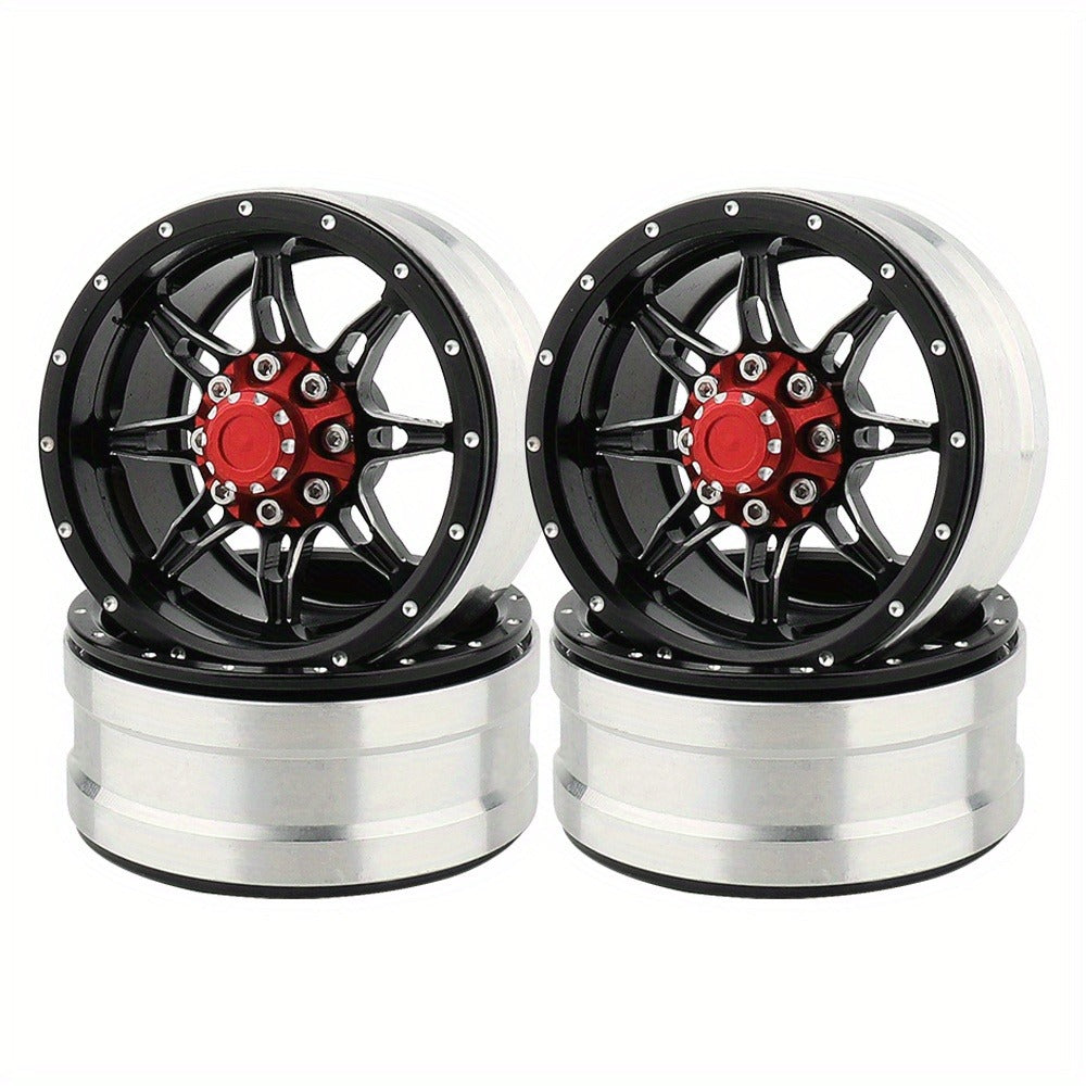 1.9" Beadlock Wheel Rims for RC Crawler 4pcs – Aluminum Alloy Metal Hub Upgrade Set for Axial SCX10 SCX10 III CC01 D90 TRX4 TRX6 1/10 Scale Rock Crawler