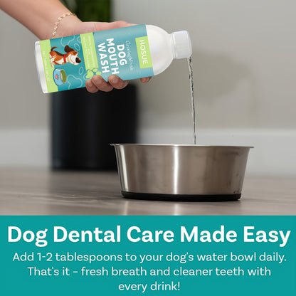 Dog Mouthwash for Fresh Breath with Peppermint Extract - Natural Dental Health Oral Care Liquid, Easy-to-Use Water Additive for Dogs, Freshens Breath & Supports Clean Teeth, 100ml / 3.38oz