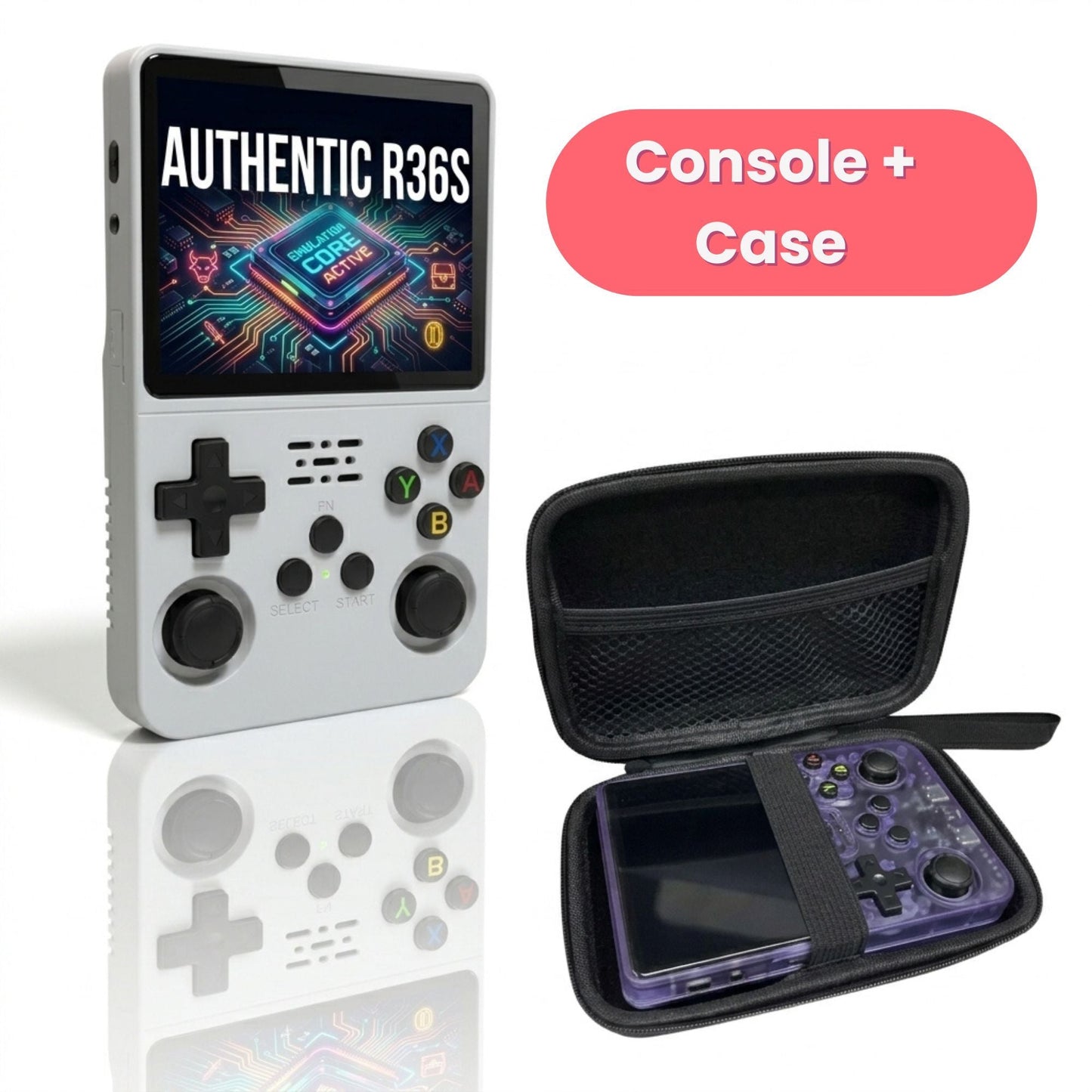 R36S Retro Handheld Game Console ArkOS 3.5" IPS Screen 64GB 128GB – Portable Emulator Gaming Device USB-C 10Hr Battery, Black White Purple, Classic Retro Gaming Gift for Kids Adults