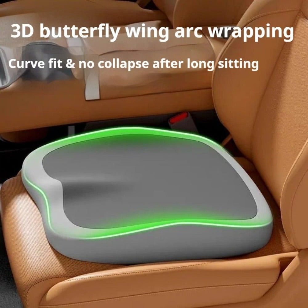 Car Seat Cushion Set 2-Piece – Memory Foam Elevated Driving Cushion with Lumbar Support & Neck Pillow, Height Booster for Car & Home Chair, 3 Colors