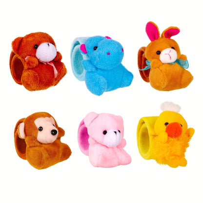 Stuffed Animal Slap Bracelets Bulk for Kids – Cute Plush Assorted Animal Bracelets for Party Favors, Classroom Prizes, Goodie Bag Fillers, Carnival Toys, Holiday Gifts (6/10/15/30 Pack)