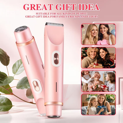 Women's Electric Body Shaver Painless Hair Removal — 2-in-1 Lady Razor for Face Nose Bikini Legs Underarms, Wet Dry Use, IPX6 Waterproof, USB Rechargeable, Portable Travel Shaver