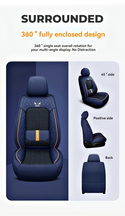 Car Seat Covers Full Set – Faux Leather 5-Seat & 2-Front Options, 3D Diamond Embroidery, Waterproof & Non-Slip for SUVs, Sedans & Trucks