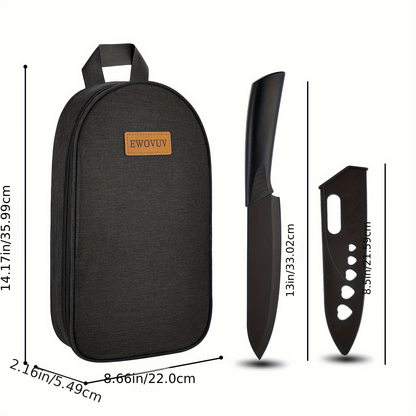 Portable Camp Kitchen Cooking Utensil Set with Water-Resistant Travel Organizer Case – Compact Grill Accessories Kit for Backpacking, BBQ, Camping & Hiking | Black