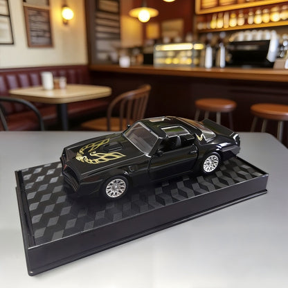 RMZ 1:36 Scale Pontiac Firebird Die-Cast Toy Car with Openable Doors & Pull-Back Action – Zinc Alloy Muscle Car Model with Display Base | Collectible Miniature Gift for Boys Girls Car Enthusiasts Ages 3+