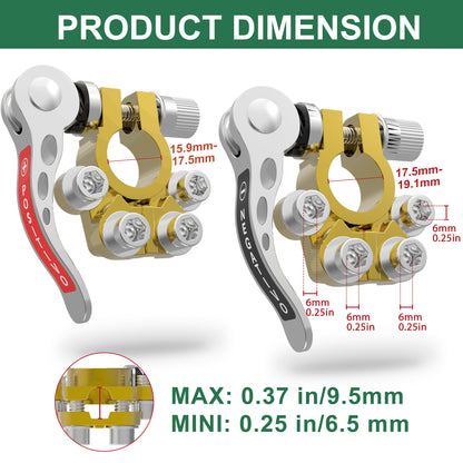 LotFancy 4Pcs Car Battery Terminal Connectors Quick Release Disconnect 4 Way Positive Negative