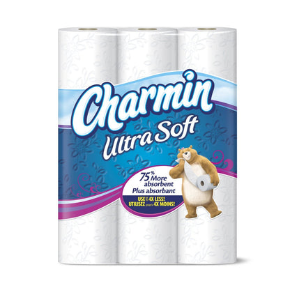 Charmin Ultra Soft Toilet Paper Mega Roll - 2-Ply 200 Sheets per Roll, Soft & Strong Bath Tissue, Available in Mega, Double, 16ct, 30ct, 328ct Bulk Pack Options for Home, Office & Commercial Use