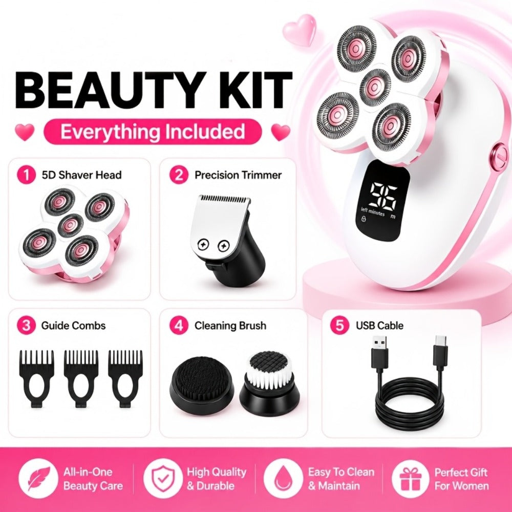 Waterproof Electric Shaver for Women & Men – IPX6 Rotary Head, Wet & Dry Body Hair Removal, Floating Head, Type-C Charging, LED Display, Underarm Leg Arm Face Shaver, Holiday Gift