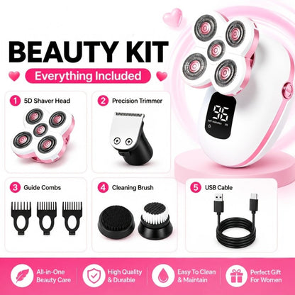 Waterproof Electric Shaver for Women & Men – IPX6 Rotary Head, Wet & Dry Body Hair Removal, Floating Head, Type-C Charging, LED Display, Underarm Leg Arm Face Shaver, Holiday Gift